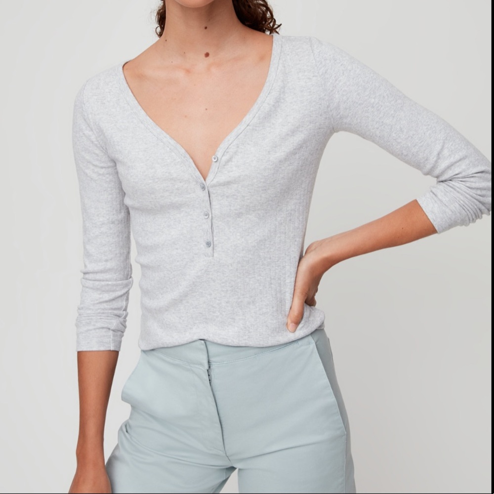 Aritzia Babaton Kerry White Long Sleeve Top